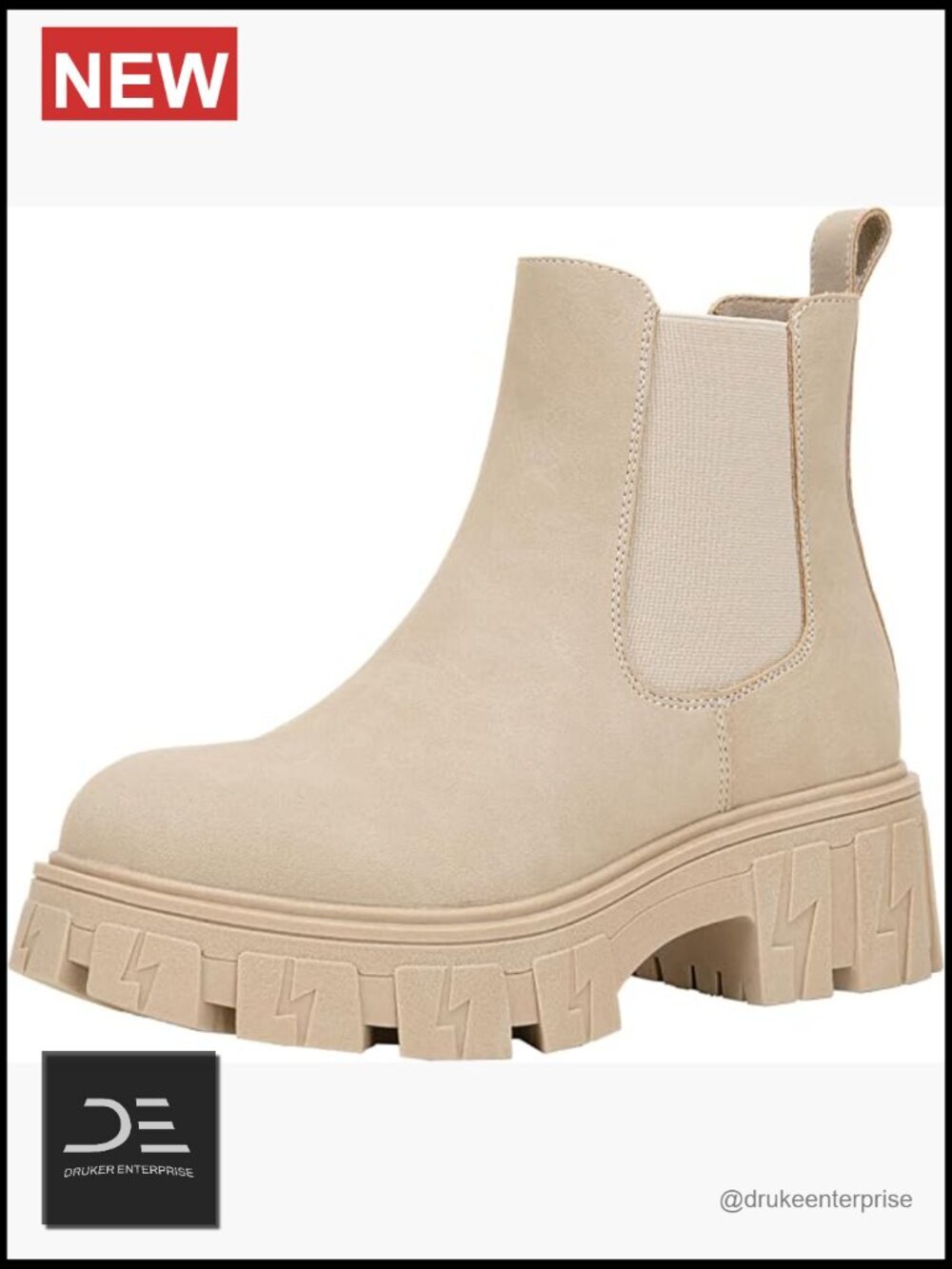 Women's Chelsea Combat Boots Chunky Heel Platform Ankle Boots Pull On Lug Sole